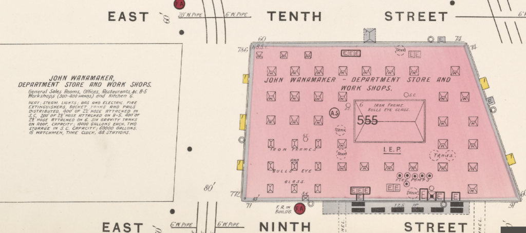 Wanamaker's Department Store, 1904 map