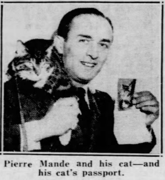 New York Daily News, February 21, 1942
Pierre Mande and his cat arrive in Stapleton, Staten Island.