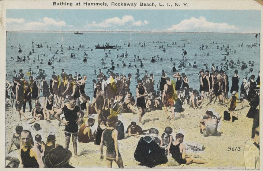 Bathing was a popular activity at Hammels, as this 1915 postcard shows. Museum of the City of New York Collections