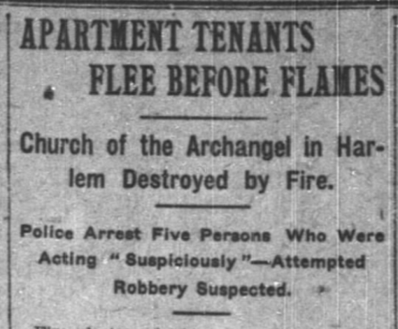 The Church of the Archangel was destroyed by fire in September 1903.