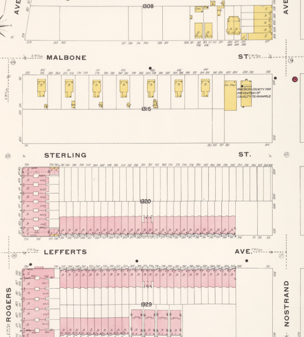 The animal shelter was located on the southwest corner of Malbone and Nostrand, shown on this 1904 Sanborn map. Mablone Street was renamed Empire Boulevard in 1918. 