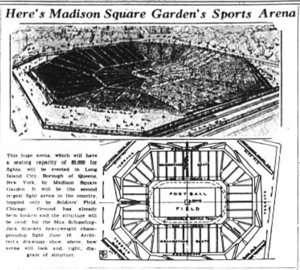 This article stated that the Madison Square Garden Bowl could seat 83,000 people. 
