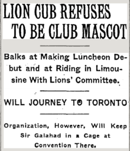 New York Times, July 10, 1931
Lions Club Mascot