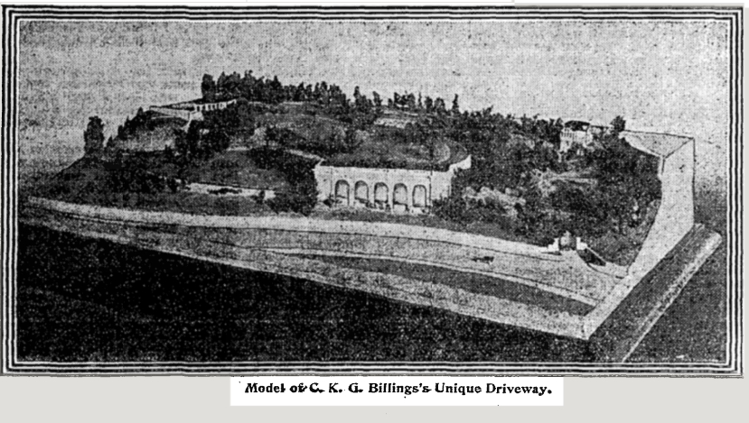 Model of Billing's driveway, New York Times, July 20, 1913