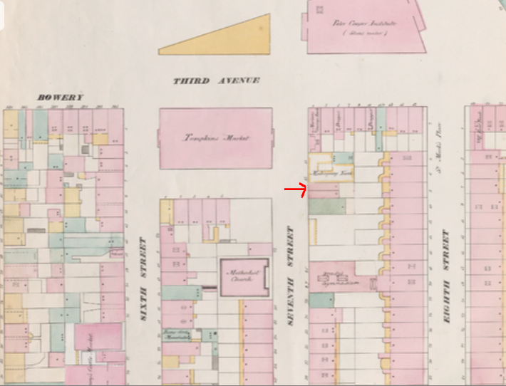 1857-1861 New York Map, East 7th Street