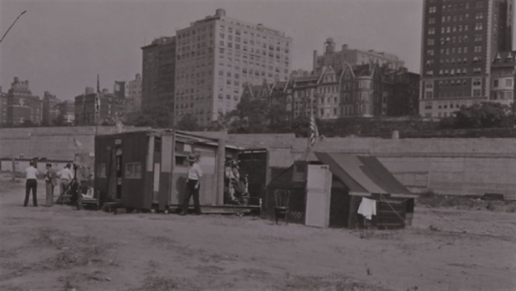 Some of the Camp Thomas Paine shanties that lined the river along Riverside Drive from 72nd to 79th Street. 