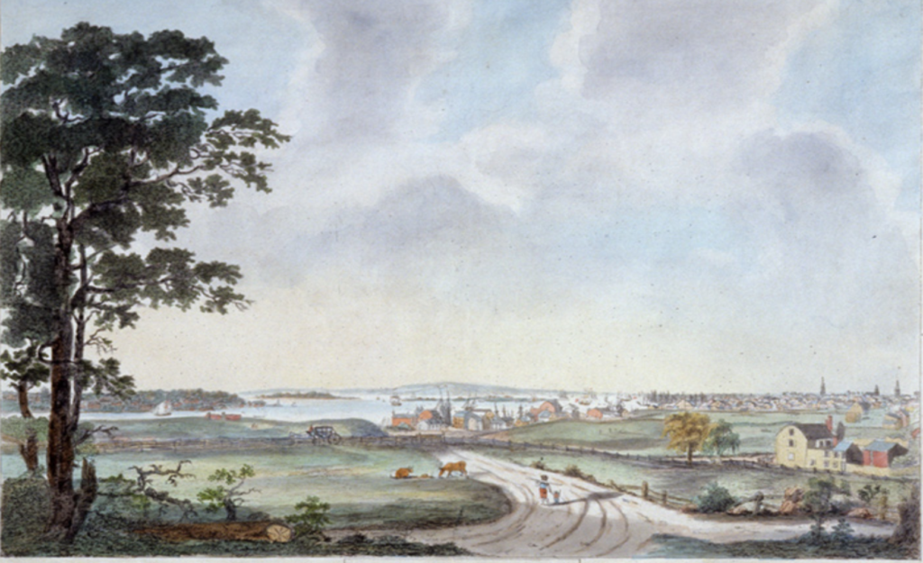 View of the city and harbor of New York, taken from Mount Pitt, the seat of John R. Livingston, Esq., 1796.