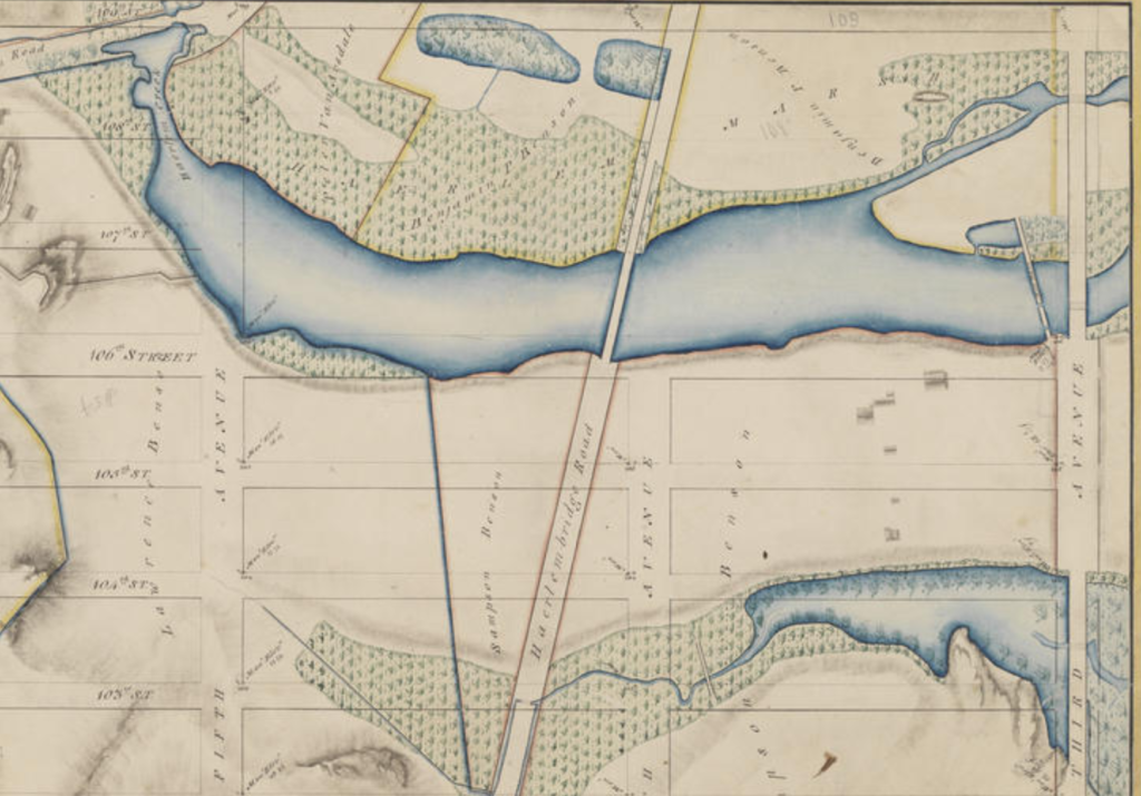 Harlem Creek, on lands owned by Benjamin P. Benson. Randel Farm Map, July 24, 1820