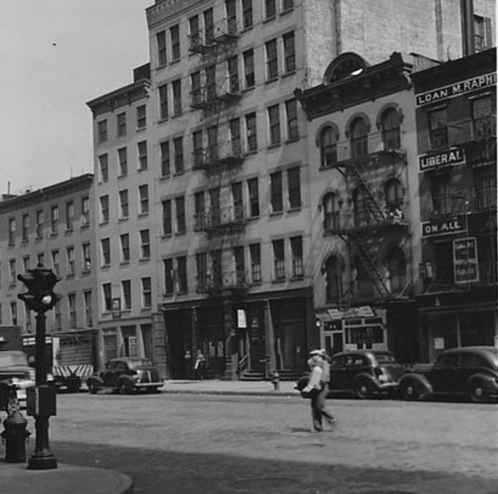 The members of the Junior Aero Club wanted to launch Pete from the rooftop of 282 Ninth Avenue (2nd from left), pictured here in 1941. New York Public Library Collections. 