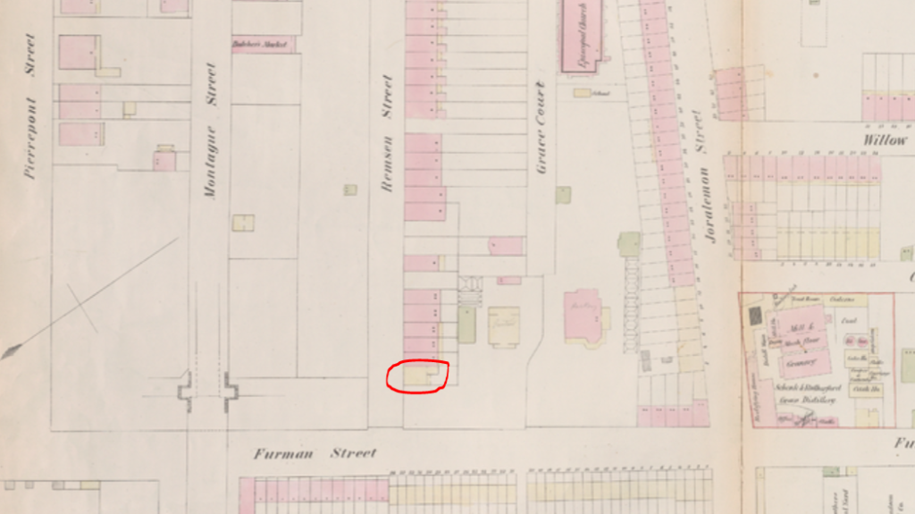 Remsen Street and Grace Court, 1855 map