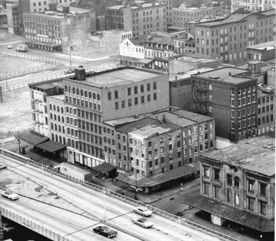 Vacated buildings from the Washington Street Urban Renewal Project, about 1965.