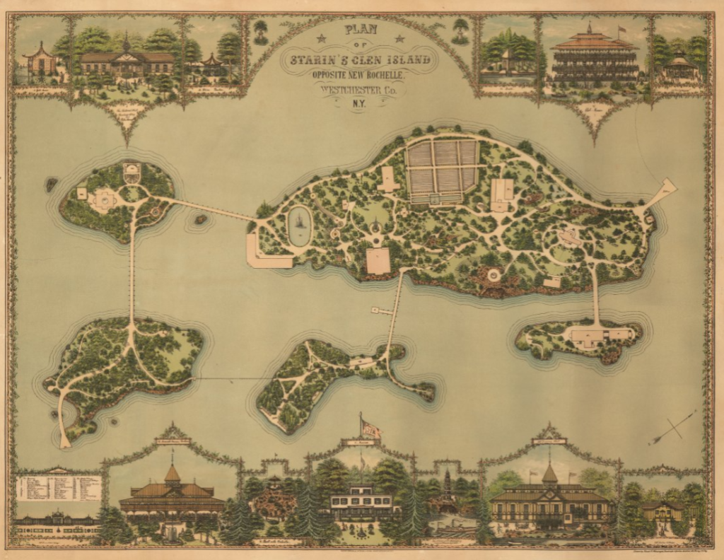 Circa 1880 map of Starin's Glen Island