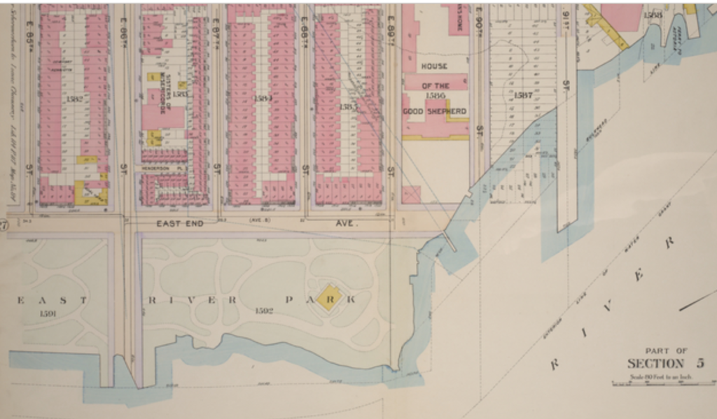 East River Park, 1898 Bromley map