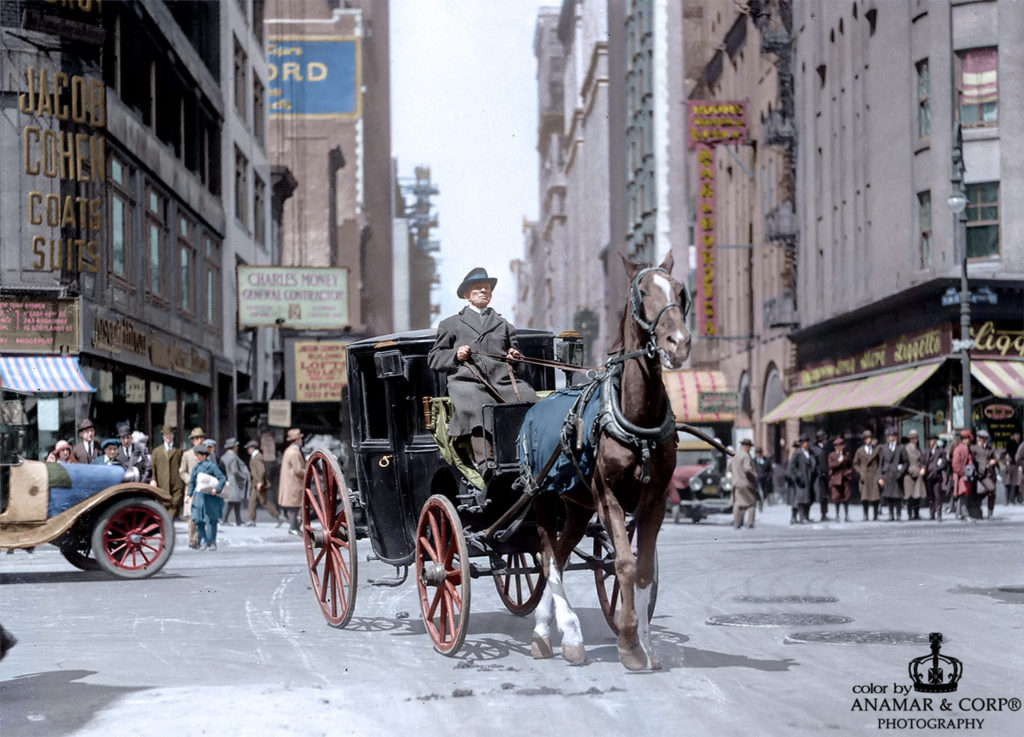 John Otterman driving his horse-drawn cab for the last time. April 24, 1922
Horse Tales of Old New York