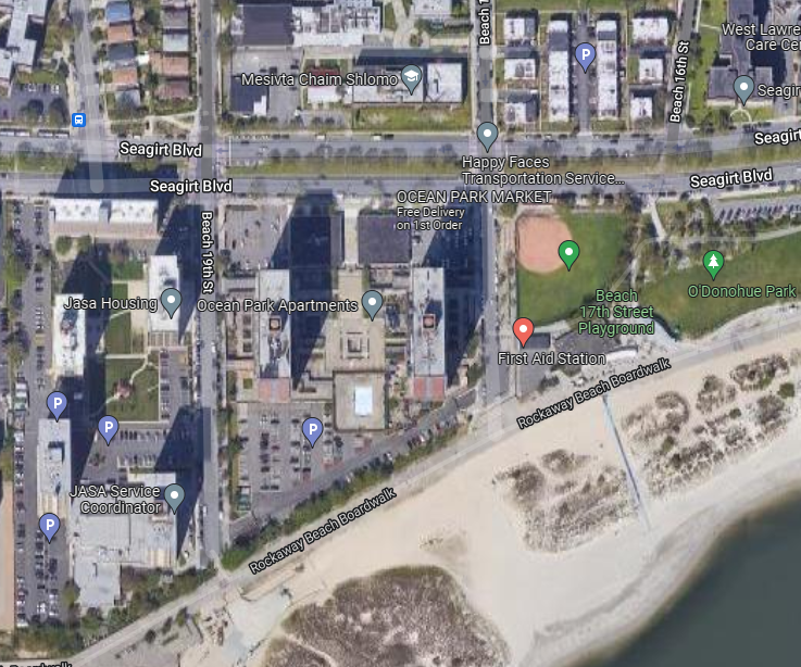Aerial view of the former Roche's Beach in Far Rockaway. 