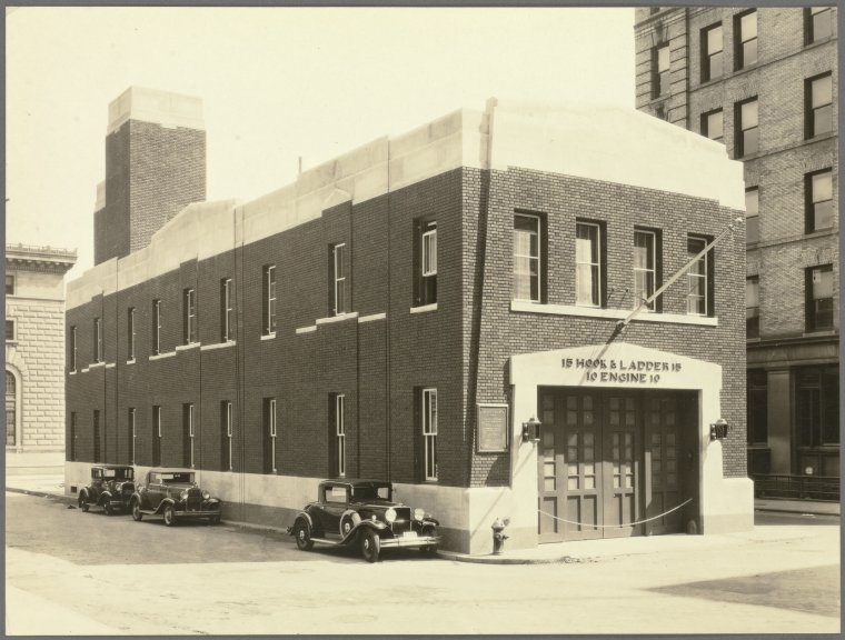 On May 19, 1893, Engine 4 temporarily relocated to 73 Water Street at Old Slip, then home to Ladder 15. NYPL