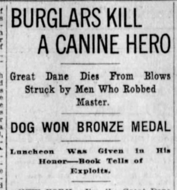 Jim the Great Dane murdered, July 20, 1919