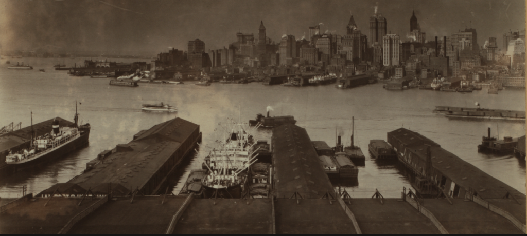 Lamport and Holt operated from Piers 7 and 8 of the New York Dock Company on the East River in Brooklyn.