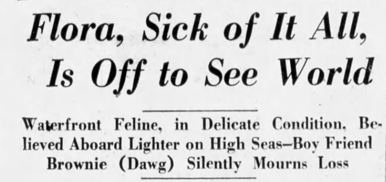 Brooklyn Daily Eagle, November 5, 1934
Brownie and Flora of Pier 12
