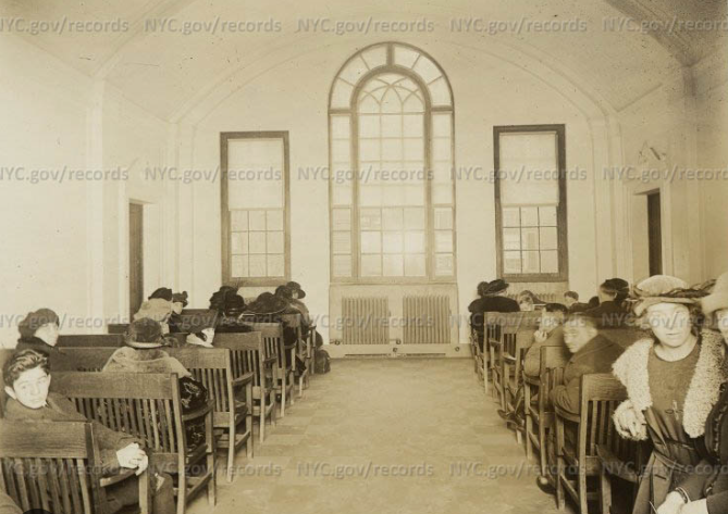 The waiting room on the second floor of the Children's Court, 1922. NYC Department of Records