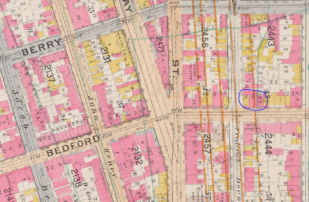 Location of Williamsburg Post Office, 1899 map
