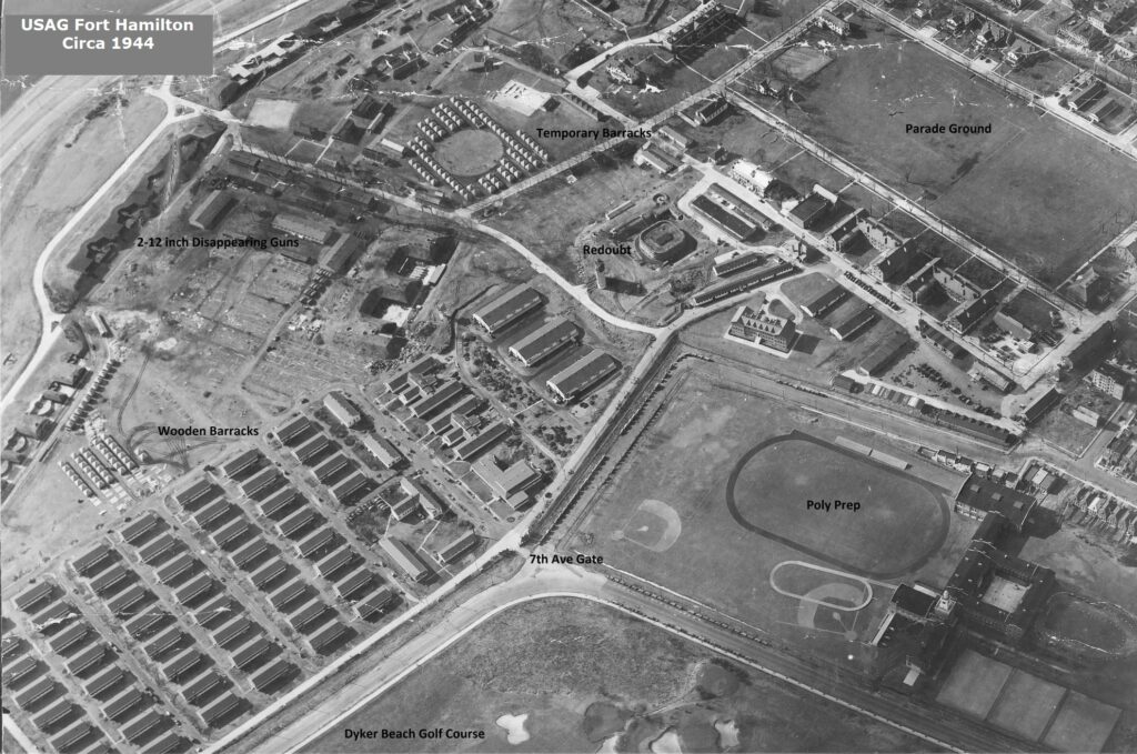 Aerial view of Fort Hamilton, 1944. Courtesy, Harbor Defense Museum