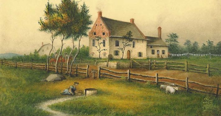The Old Stone House and Vechte gardens prior to the Revolutionary War.