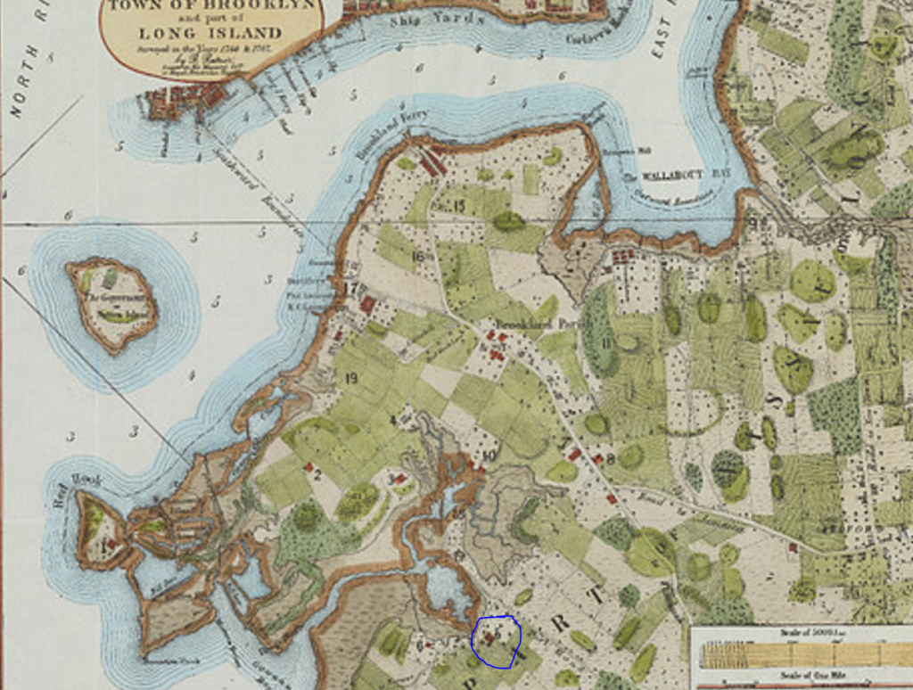 1766 map of Brooklyn and Long Island