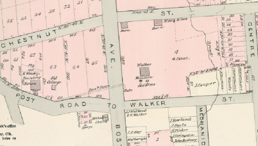 The Walker homestead and property is noted on this old map of West Farms. 