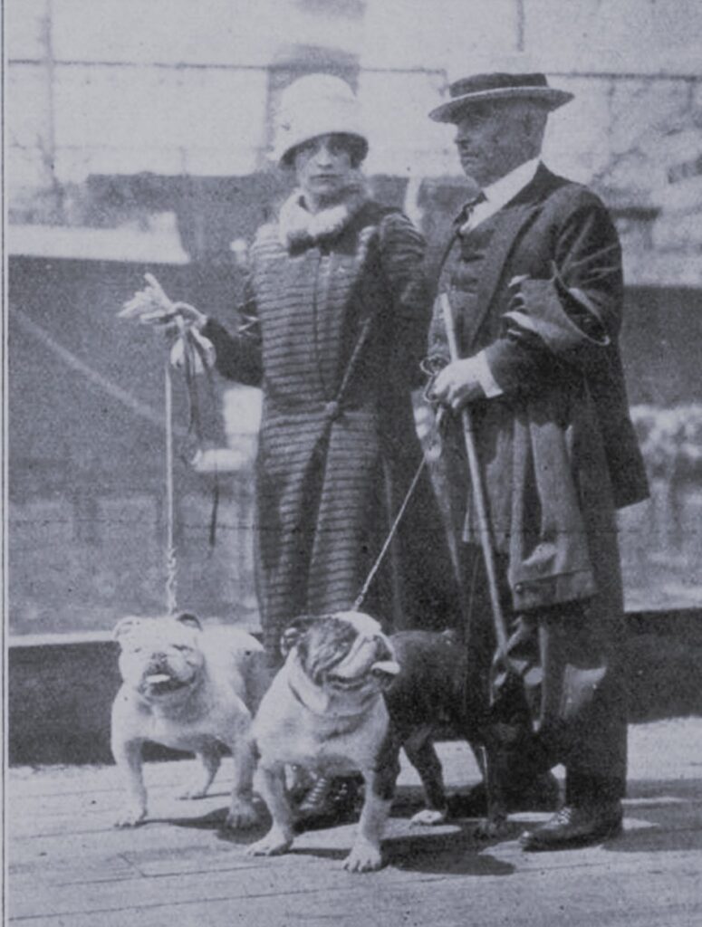Thomas and Emma Grisdale with Prince of Wales and Warfleigh Sensible Fred leaving for Liverpool, England, on the Franconia in 1926. 