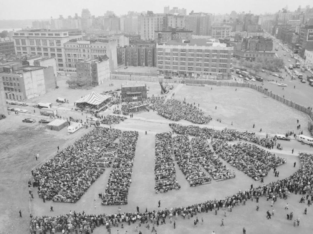 In 1959, crowds gather for the groundbreaking of Lincoln Center. LIFE Photo Collections. 