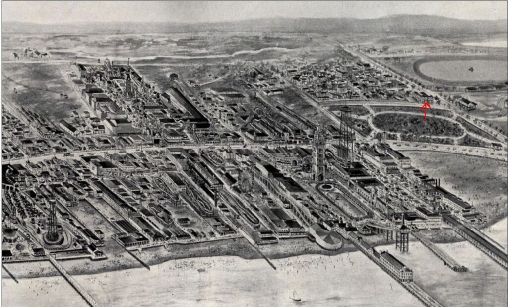 A bird's-eye view of Coney Island and Brighton Beach in 1906. 