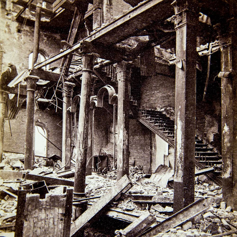 The inside of the Chicago Post Office following the fire in 1871.