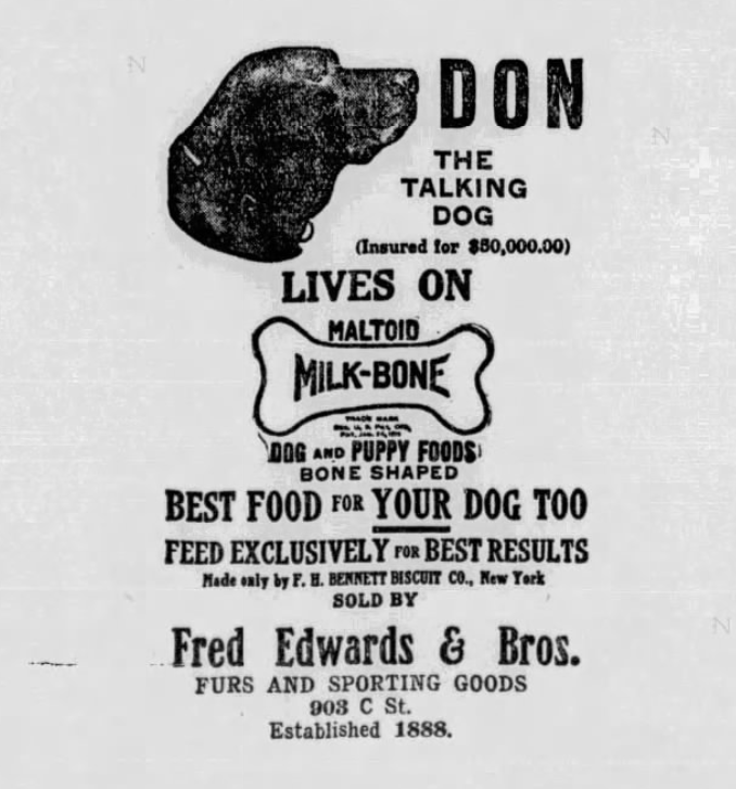 Don the talking dog was featured in an ad for Milk-Bone