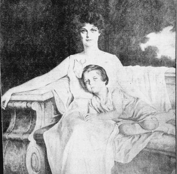 Lorraine Graves with her son in 1923. Painting by Seymour M. Stone.