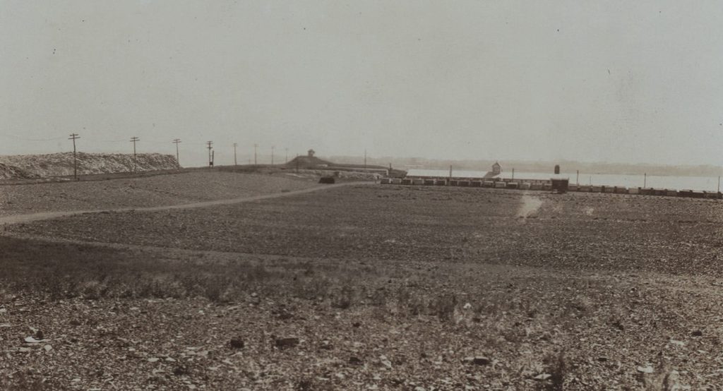 The prison farm and piggery at Rikers Island, 1932. NYPL Digital Collections.